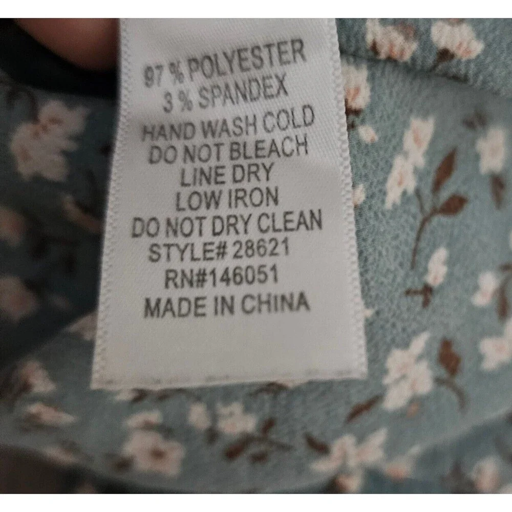 Monteau Los Angeles Womens Green Floral Flutter Short Sleeve Wrap Tunic Shirt SM - Picture 7 of 7